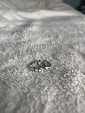 Cailin Silver Crystal + Juliette Silver Band Ring in White CZ